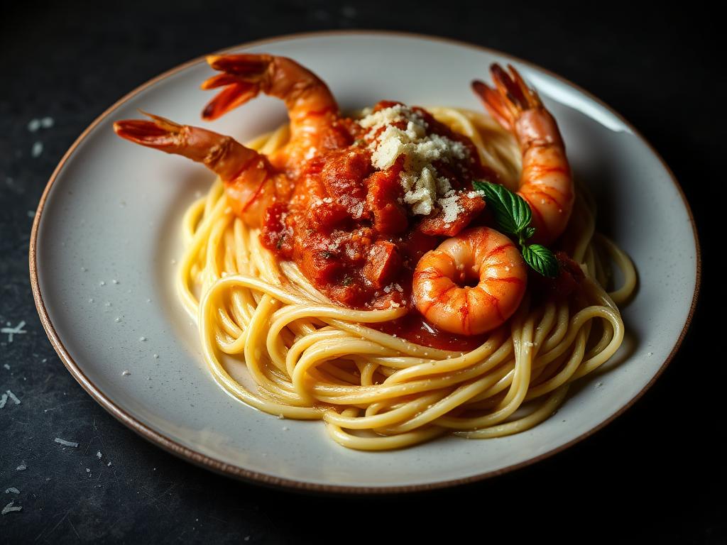 Spaghetti mit Garnelen